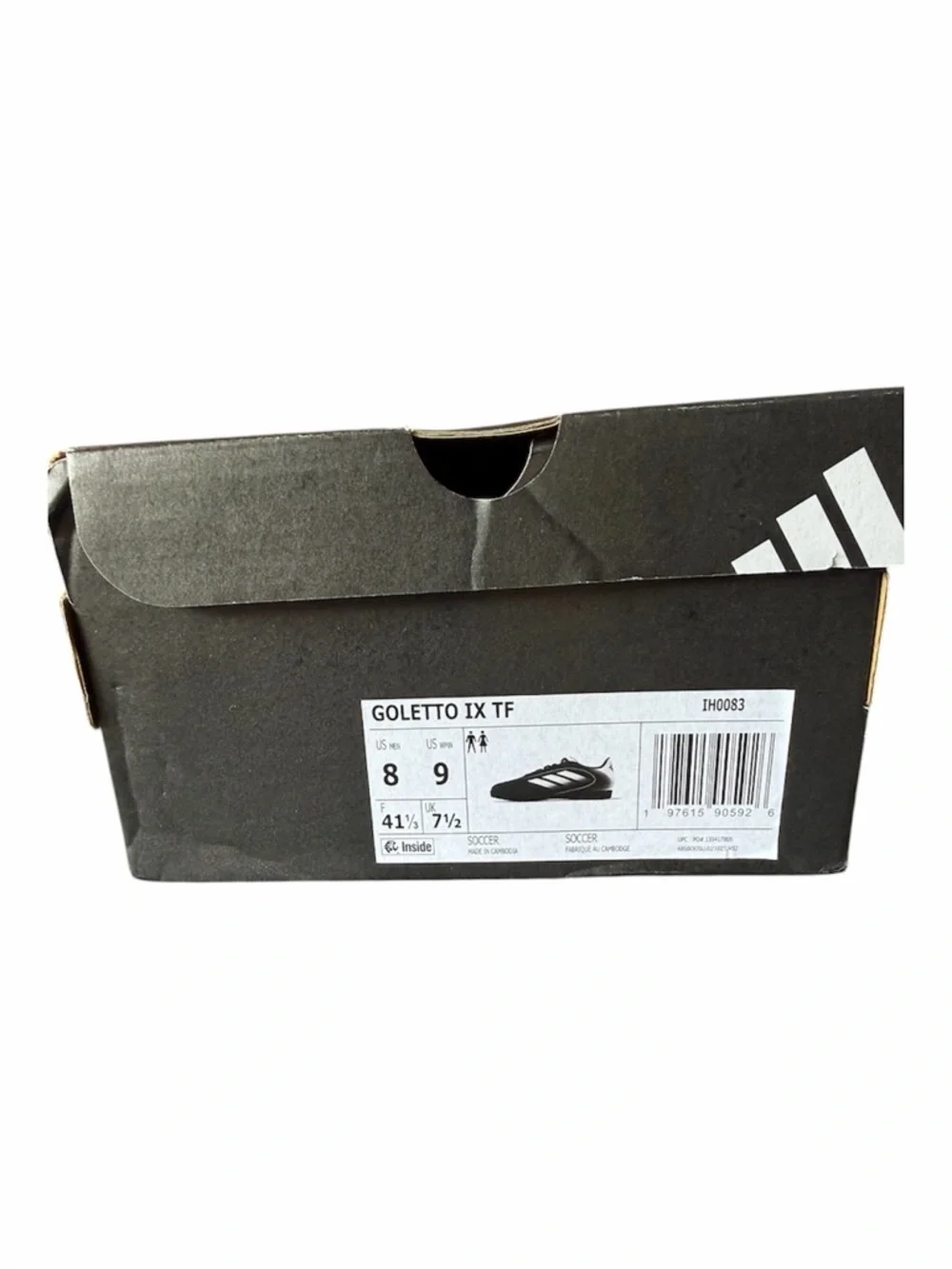 adidas Goletto IX TF Turf Soccer Shoes Cleats Black White Mens 8 Womens 9 Sporty